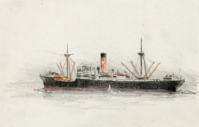 Vracht op de monding van de Gironde (houtskool en pastel)