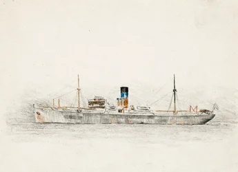 Vracht op de monding van de Gironde (houtskool en pastel)