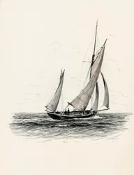 Gabare aan de monding van de Gironde (krijt en houtskool op papier)