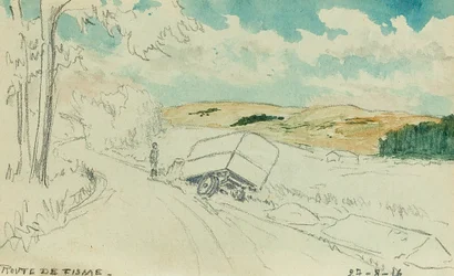 Route de Fisme - 27/8/16 (potlood en gouache)