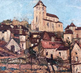Saint-Cirq-Lapopie (Lot) (olieverf op hout)