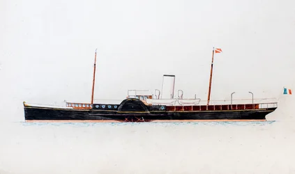 Stoomschip (gouache op papier)