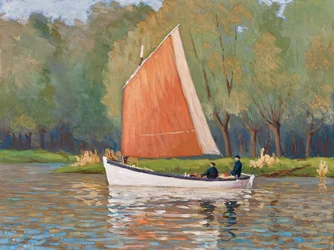 Twee vissers op een skiff, monding van de Gironde (gouache op papier)