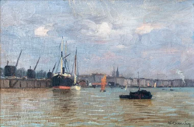 Gezicht op de haven van Bordeaux (olieverf op doek)