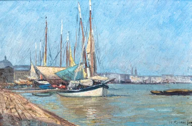 Gezicht op de haven van Bordeaux (olieverf op doek)