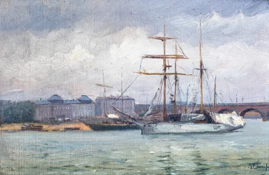 Gezicht op de haven van Bordeaux (olieverf op doek)