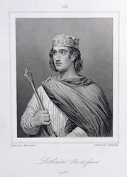 Lothair (941-986) Koning van Frankrijk, gegraveerd door Delannoy