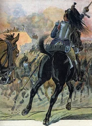 Oorlog van de Vijfde Coalitie: de Slag bij Wagram (5-6 juli 1809) Illustratie door Raymond de Neziere in Onze Nationale Glorieën