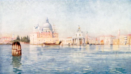 Ingang van het Canal Grande (kleurenlitho)
