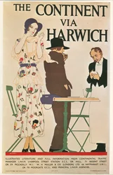 Reginald E. Higgins: Het continent via Harwich. Groot-Brittannië ... (litho)