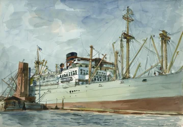 Stoomvrachtschip en sleepboot