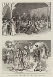 De kerstvoorstellingen in de Londense theaters (gravure)