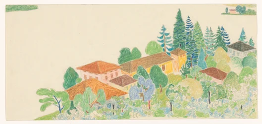 Italiaanse huizen in heuvelachtig landschap