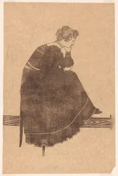 Portret van Coba Stolk-Schmidt zittend op stoel