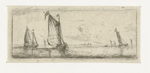 Klein zeegezicht met twee barken Kleine zeegezichten