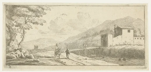 Landschap met een man op een ezel