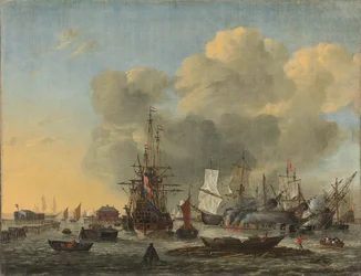 Het Breeuwen van Schepen bij het Bothuisje aan het IJ in Amsterdam