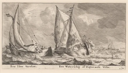 Een "Isere" schip en een Waterschip of Zuiderzee vissersboot
