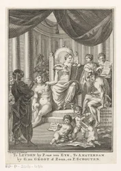 Allegorische voorstelling met Geschiedenis, Waarheid, Oudheidkennis en Voorzichtigheid