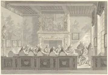 Zittingneming van Prins Willem V in het College van de Admiraliteit te Amsterdam