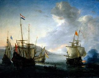Een Zeeslag met een Zeeman in een Roeiboot