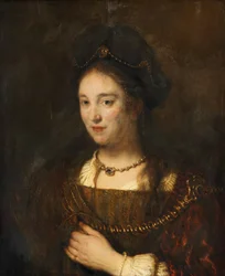 Halffigur van een vrouw met baret