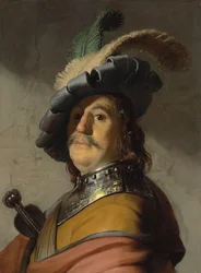 Een man in een gorget en muts