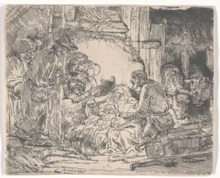 Aanbidding van de herders met een lamp, ca. 1654