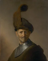 Een oude man in militair kostuum