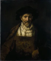 Een oude man in fantasiekostuum