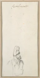 Baardige man in profiel, met een hoge muts, ca. 1640