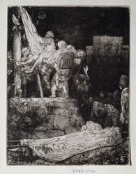 Tekening van de Kruisafneming door Rembrandt Harmenszoon van Rijn (Florence, Uffizi, Gabinetto Disegni en Stampe)