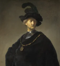 Oude man met een gouden ketting