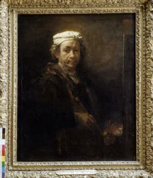 Rembrandt op leeftijd voor een ezel (1660)