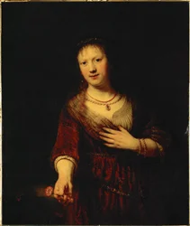 Saskia met een rode bloem (schilderij)
