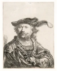 Zelfportret met fluwelen muts en pluim
