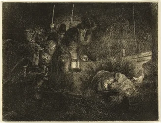 De aanbidding van de herders: een nachtstuk, c.1657