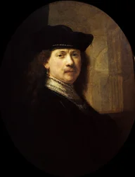 Zelfportret met een architecturale achtergrond