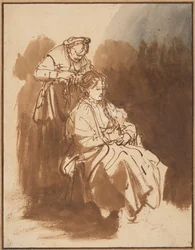 Een Jonge Vrouw die Haar Haar Vlecht, ca 1637
