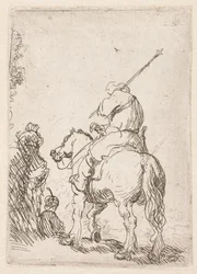Een soldaat met een tulband te paard