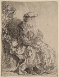 Abraham die Isaak liefkoost