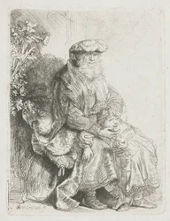 Abraham streelt Isaac