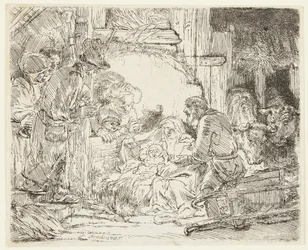 De aanbidding van de herders met de lamp