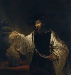 Aristoteles voor de buste van Homerus