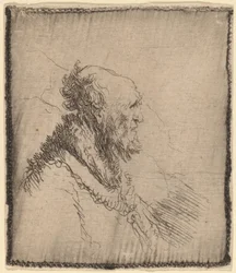 Kale Oude Man met een Korte Baard in Profiel, ca. 1635