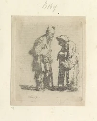 Bedelaar en bedelares in gesprek