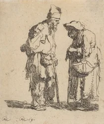 Bedelaar en bedelares in gesprek, 1630