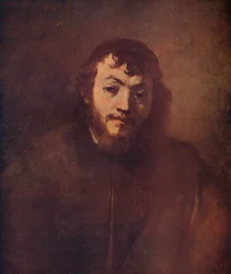 Buste van een bebaarde jonge man met een schedelmuts, 1663