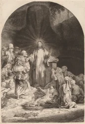 Christus Predikend en Genezend Fragment van de Honderd Guilder Prent