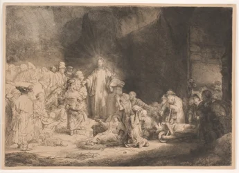 Christus, omringd door zieken, die kleine kinderen ontvangt (de „Honderdguldenprent”)